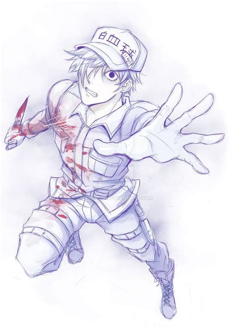 One newcomer red blood cell just wants to do her job. Hataraku Saibou White Blood Cell by https://www.deviantart ...