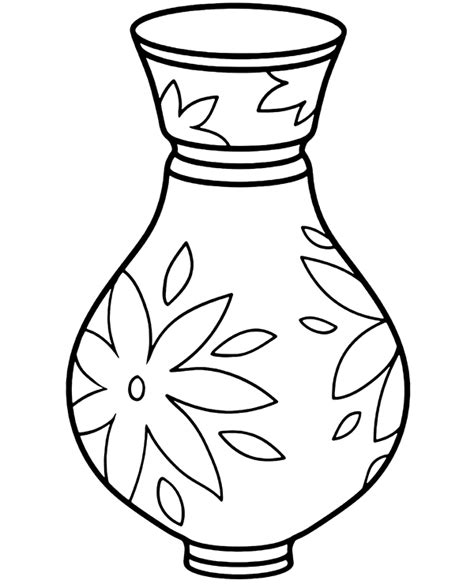 Free printable flowers in a vase coloring pages. Empty vase coloring page for kids