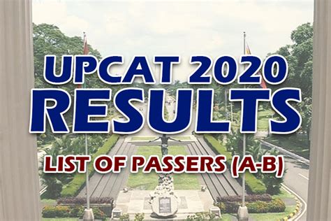 Applicants are advised to log on to the application portal to view the results of their applications. UPCAT 2020 Results List Of Passers (A-B) - Philippine ...