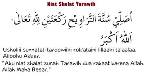 Meskipun begitu, anjuran itu tidak berlaku bagi mereka yang berencana berikut bacaan niat sholat witir yang dilakukan sendirian, tata cara mengerjakannya dan doa yang dianjurkan untuk dibaca setelah mengerjakan ibadah ini. Niat Sholat Tarawih dan Witir Ramadhan - Ilmusiana