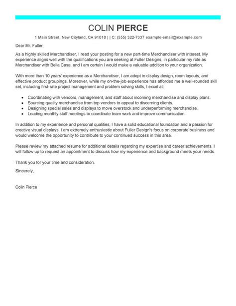 The application letter is geared toward a certain job, and it is tailored to the skills and specifications listed in the job posting. Amazing Merchandiser Retail Representative Part Time Cover ...