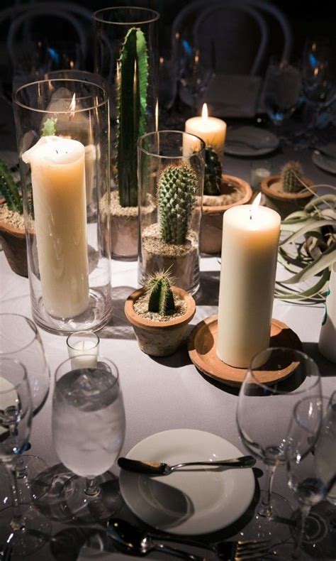 Cactus centerpiece cactus candles cactus decor candle lanterns cactus diys green candles cacti and succulents cactus plants mexican 5 adorable home decor with wooden furniture. A Cactus-Filled Wedding in the Heart of Brooklyn | Cactus ...