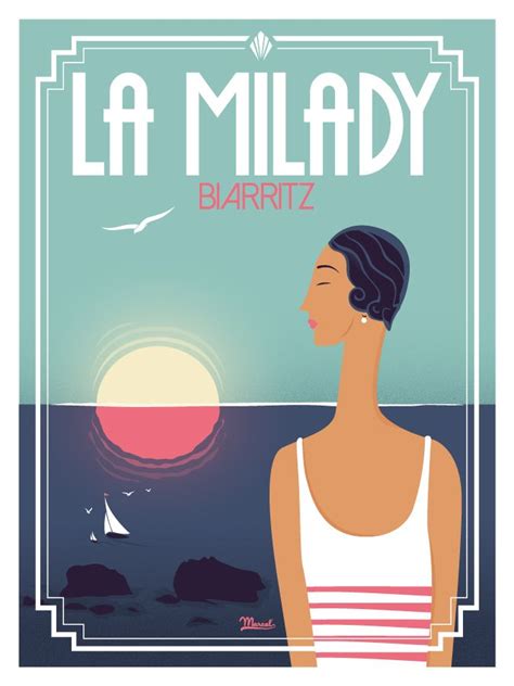 © Marcel Biarritz LA MILADY www.marcel-biarritz.com | Affiche, Affiches de voyage rétro, Affiche ...