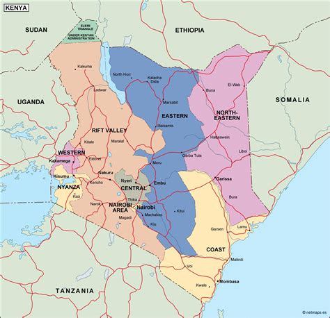 Regions and city list of kenya with capital and administrative centers are marked. kenya political map. Vector Eps maps. Eps Illustrator Map ...