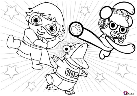 Detailed tutorial on the best way to color in a face when you're coloring. Ryan's world printable coloring page | BubaKids.com