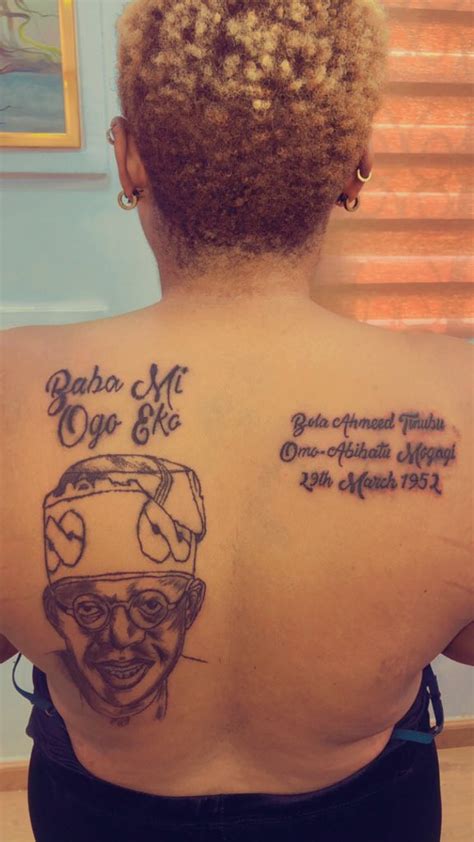 .bola tinubu, is presently in paris, the french capital, for a medical checkup as his health is fast tinubu is in paris, france for a medical checkup. Nigerian Lady Gets Tattoo Of Bola Tinubu And His Age On ...