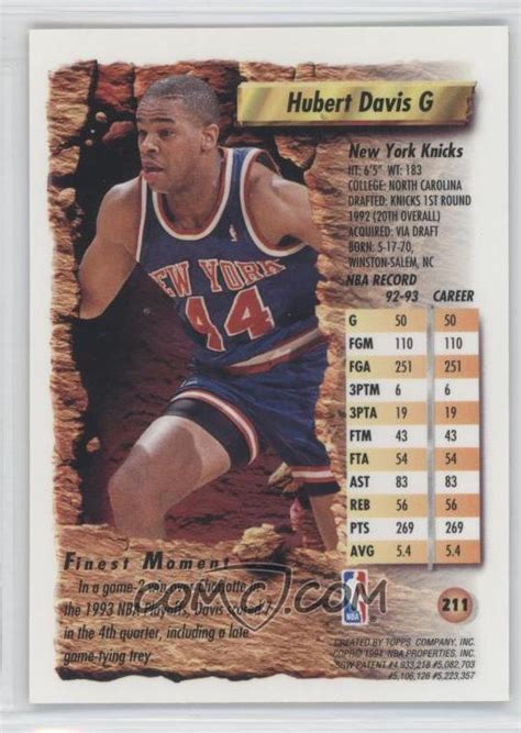 In the end, family was sacrosanct. 1993-94 Topps Finest - Base - Refractor #211 - Hubert Davis