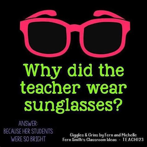 I am always in risk, yet never in danger. Tonight's Joke for Tomorrow's Students! Why did the teacher wear sunglasses? Because her ...