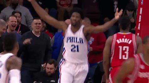 There stood the 76ers joel embiid, crouched over, his hands gripped to his tall locks trying to fathom the shock after a loss to the raptors. Embiid GIFs - Find & Share on GIPHY