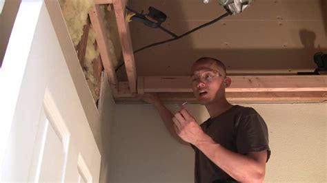 Today we are sharing how to plank a ceiling with tongue and groove wood and build your very own faux beam! 017 Frame / Build a Tray Ceiling - YouTube