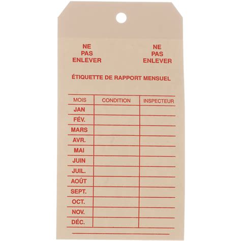 A monthly inspection color for may would be green and yellow, or for december would be orange and blue. Inspection Tags : Steel Fire Equipment