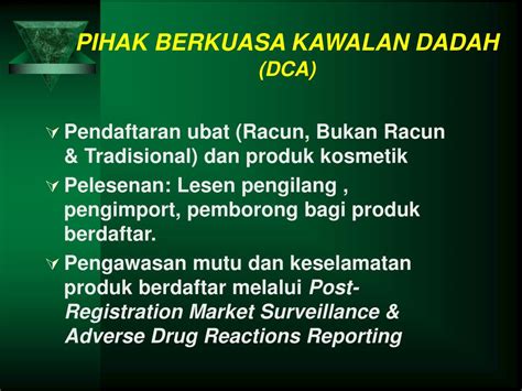 Berkuasa kawalan dadah (ahli) ketua pengarah kesihatan (pengerusi) pengarah perkhidmatan farmasi (pengerusi silihganti) pengarah biro pengawalan farmaseutikal kebangsaan 7 ahli lain yang dilantik oleh menteri kesihatan kementerian kesihatan malaysia pihak. PPT - TRADITIONAL PRODUCT REGISTRATION IN MALAYSIA 5 NOV ...