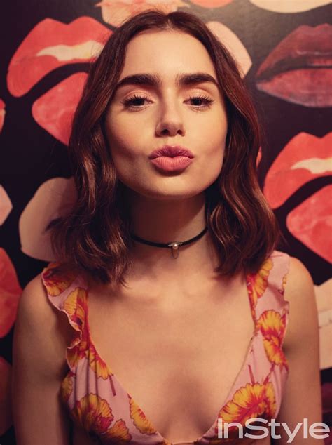 Photographed by mark squires, the brunette looker wears a christian siriano gown with graphic prints. Lily Collins - Photoshoot for Instyle Magazine US (2017)
