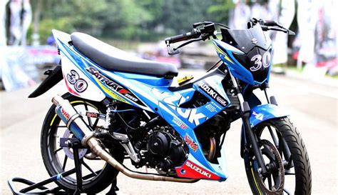 25 modifikasi motor terbaik cafe racer style scrambler tracker. Satria FU Modif Road Race