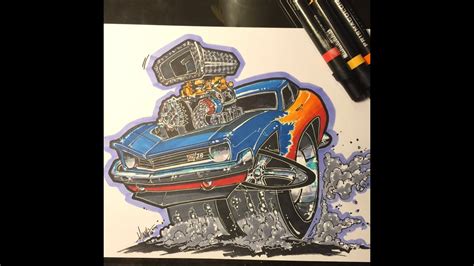 This funny cartoon series is following the adventures of a cute creature. DRAWING a 69 Camaro - Hot Rod Style - TIMELAPSE - YouTube