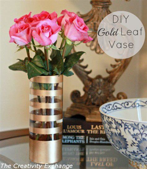I have a simple glass vase that i'd like to liven up by decorating it and giving it color. DIY Gold Leaf Vase {How to Paint on Glass}... | Gold leaf ...