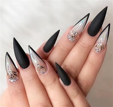 Uñas acrilicas negras punta diamantecon nuevo efecto muy glamurosas. Uñas Acrilicas Negras Buchonas : Las nuevas uñas estilo ...