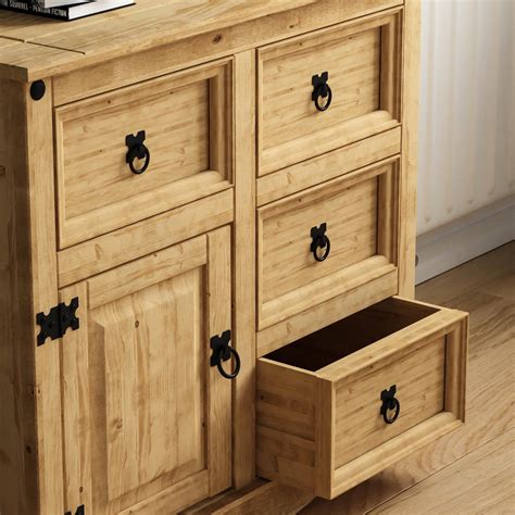 Corona small sideboard 1 door 4 drawer solid mexican pine. Corona Small Sideboard 1 Door 4 Drawer Solid Pine ...