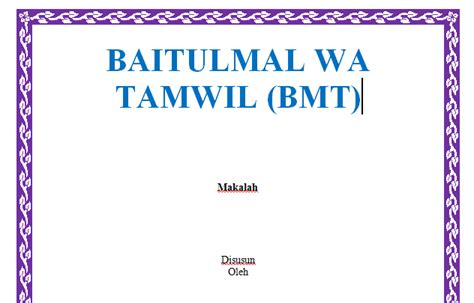 Dr ir m a a. MAKALAH BAITUL MAL WA TAMWIL (BMT) | Ukhwah Asyifusyinen