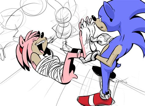 Amy rose hummed as she was walking on the radical highway, enjoying the view from the red bridge as she watched the aerial bombers trying to bomb her, but ultimately failing as she eventually reached the apartment she was trying to get to hours ago. Amy Rose Tickled wip by PawFeather -- Fur Affinity dot net