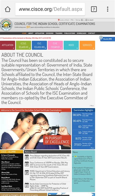 What is the full form of cisce in academic & science? ICSE ( Class 10 ) and ISC (Class 12) Results 2017 will be ...