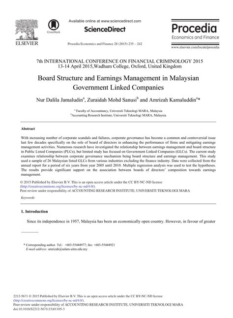 Our sample of glcs is drawn from the list contained in the glc transformation program of the government of malaysia. (PDF) Board Structure and Earnings Management in Malaysian ...