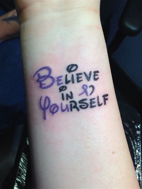 Our believe in yourself temporary tattoo is designed to help you identify your own true strength no matter what life throws at you. Disney font Believe in Yourself with hand drawn Relay ...