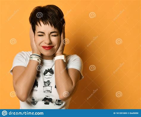 When you get really long hair cut short, you get this amazing weightless feeling, though. Portrait Of Woman With Short Haircut And In White T-shirt ...