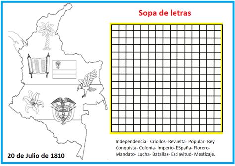 20 de julio para niños. Fichas de Primaria: Ficha del 20 de Julio