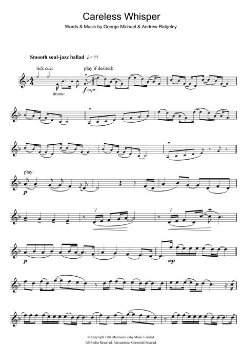 Find your perfect arrangement and access a variety of transpositions so you can print and play instantly, anywhere. Careless Whisper | Sheet Music Direct