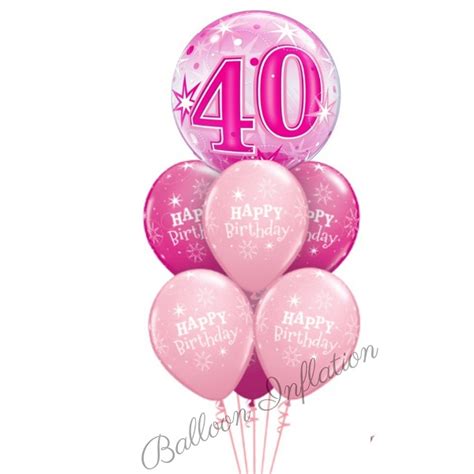 We deliver beautiful balloons for 40th birthday in usa. 40th Birthday Pink Starburst Bubble Balloon Bouquet