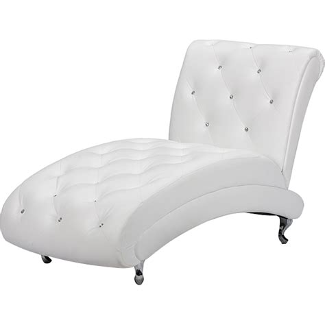 An easy to clean leather surface and a sleek form that molds to your body. Pease Faux Leather Chaise Lounge - Crystal Button Tufted ...