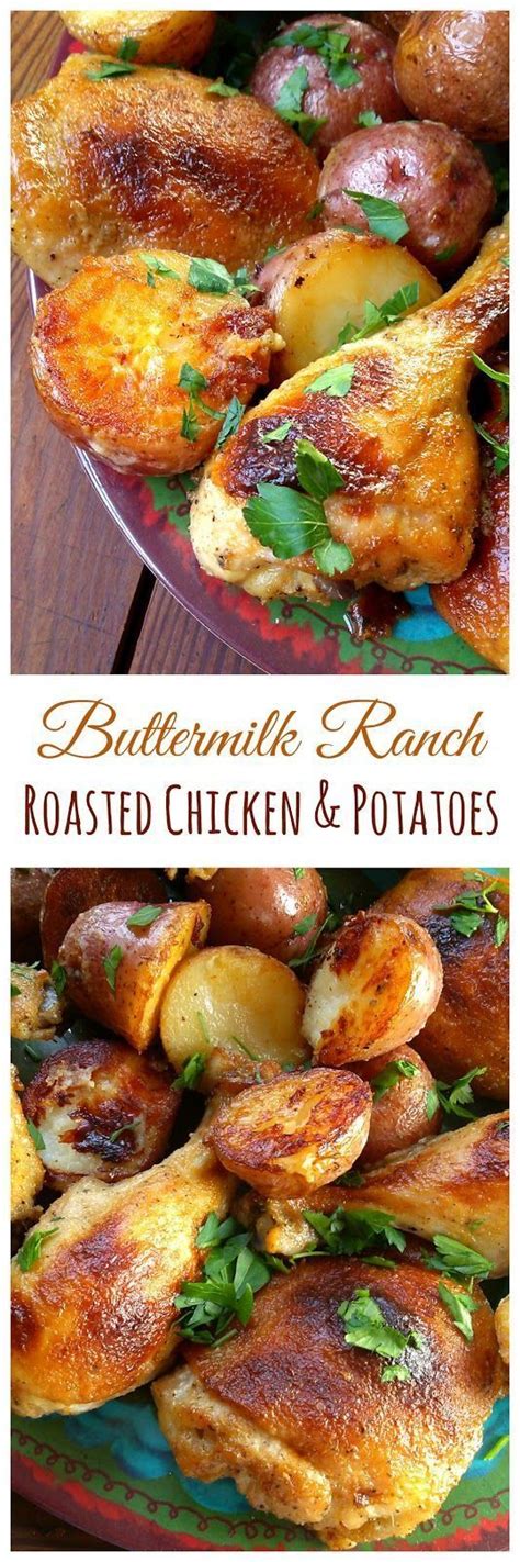 In the recipe below, a mixture of olive oil and fresh. Homemade Buttermilk Ranch Roasted Chicken with Potatoes ...