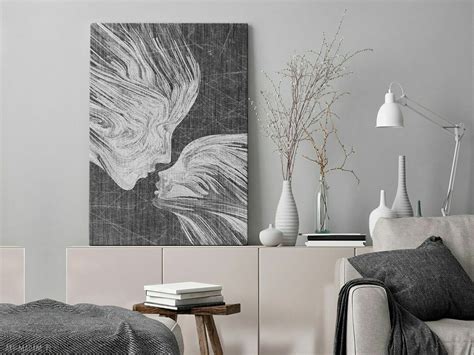 Obraz drukowany na płótnie canvas w tuszami ekologicznymi bezwonnymi i bezzapachowymi które dają wysoką jakość wydruku. obraz na płótnie twarze pocałunek w pionie 50x70 cm 13512 ...