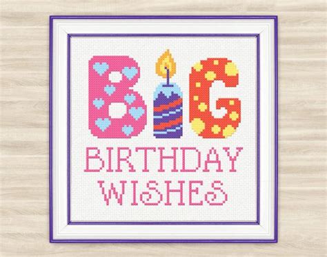 Jun 25, 2013 · the pattern is nice and easy, and almost square. Buy 2 get 1 free Big birthday wishes Cross Stitch Pattern ...