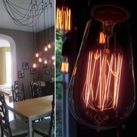 Plus, it is led compatible and we recommend an led edison bulb to add a vintage flare. swagged light in dining room, edison bulbs | Modern ...