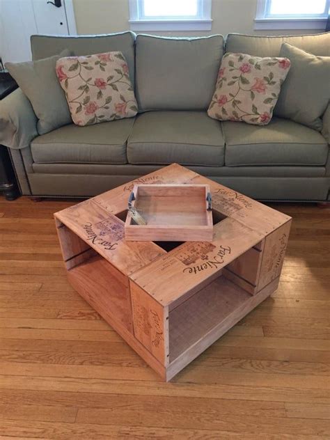 We found the perfect baskets to fit inside the crates at target for about $13 a piece. Wine Crate Coffee Table | Wine crate, Crate coffee table ...