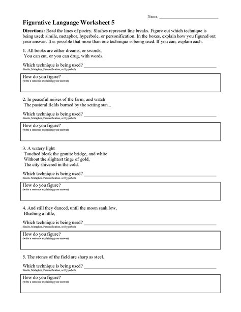 Answers and explanations are listed at the bottom of the page. 30 Figurative Language Worksheet 2 Answers | Education ...
