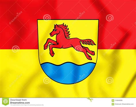 3D Flag Of Stutensee Baden-Wurttemberg, Germany. Stock Illustration ...