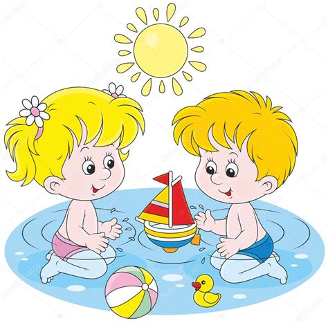 Ver más ideas sobre niños jugando, niños, fotos niños. kinderen spelen in water — Stockvector © AlexBannykh #74736437