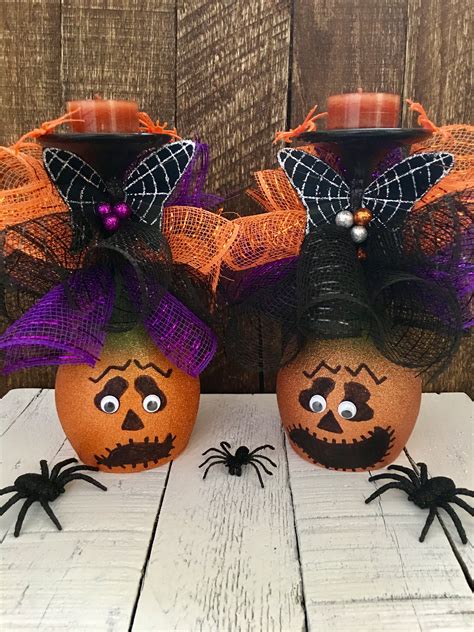 I love making dollar store crafts because you can make so many things without breaking the bank. Petrified Pumpkins Wine Glass Candle Holders | Pumpkin ...