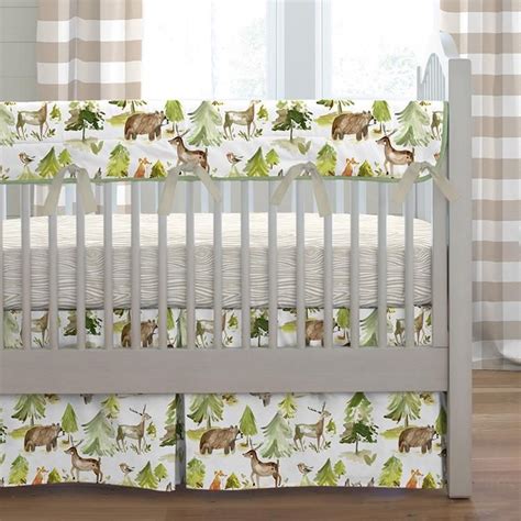 It's sure to make a charming addition to your nursery decor. Green and Taupe Forest Crib Bedding | Forest crib bedding ...