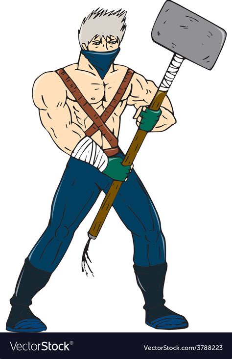 Huge collection, amazing choice, 100+ million high quality, affordable rf and rm images. Ninja Masked Warrior Sledgehammer Cartoon Vector Image