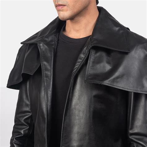 Classic Black Leather Duster - Deluxe Leather Jackets