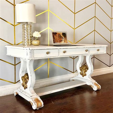 Get free shipping on qualified gold bedroom furniture or buy online pick up in store today in the furniture department. White & Gold Executive Desk - $300 - SOLD | Decor, Selling ...