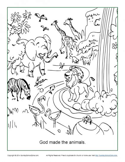 Free genesis 1:31 print and color page. Free Bible Coloring Pages for Kids on Sunday School Zone