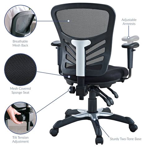Let the breathable mesh back and plush fabric cushion seat serve as a simple extension to your everyday home and business ventures. ERGONOMIC OFFICE CHAIR - Featuring reliable ergonomic ...