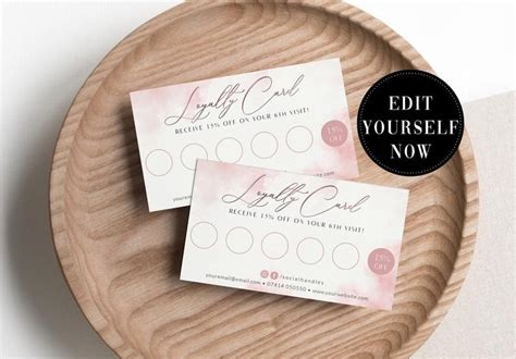 Include with marketing or promotional mailings to extend contact possibilities. Watercolor Loyalty Card Pink Editable Discount Card Beauty ...