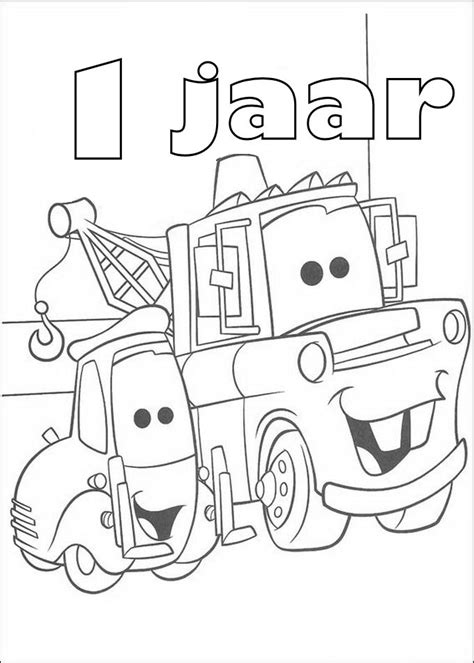 Verjaardag kleurplaat met dino happy birthday coloring dragon. Kids-n-fun | Kleurplaat Cars verjaardag Takel 1 jaar