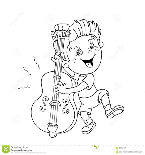 Html5 available for mobile devices. Coloring Page Outline Of Cartoon Boy Playing The Cello ...